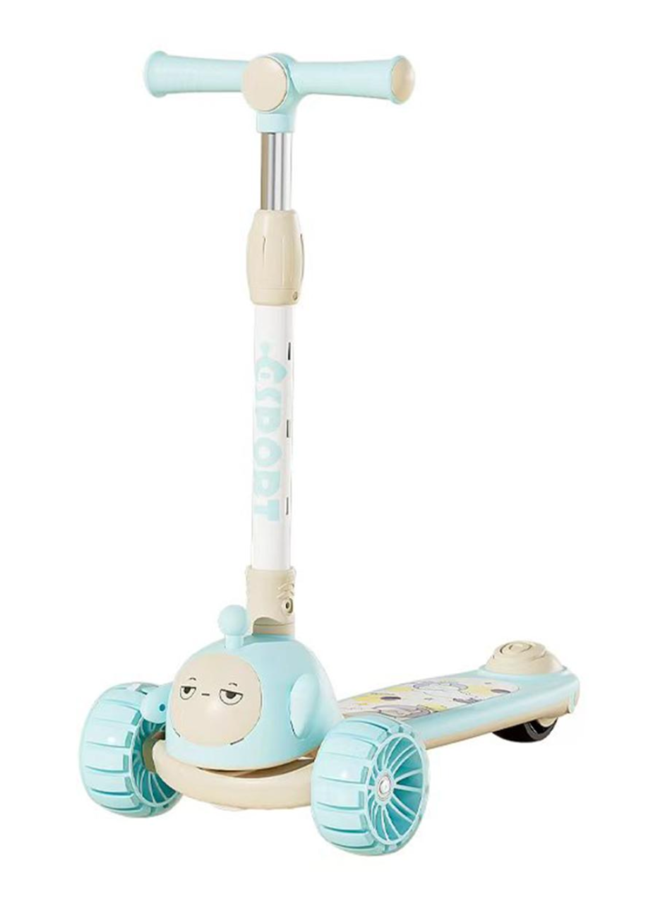 Trotineta copii C Sport 807 Bleu, pliabila, lumini LED si muzica, 3 roti, 3-8 ani
