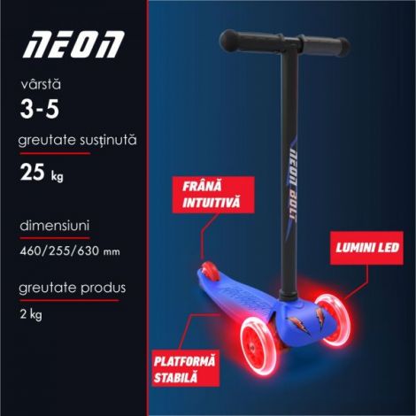Trotineta cu 3 roti Neon Bolt Blue - poza 5
