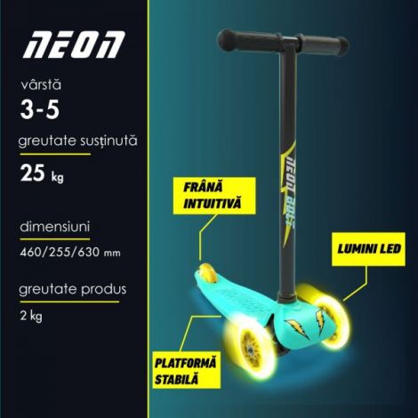 Trotineta cu 3 roti Neon Bolt Green - poza 5