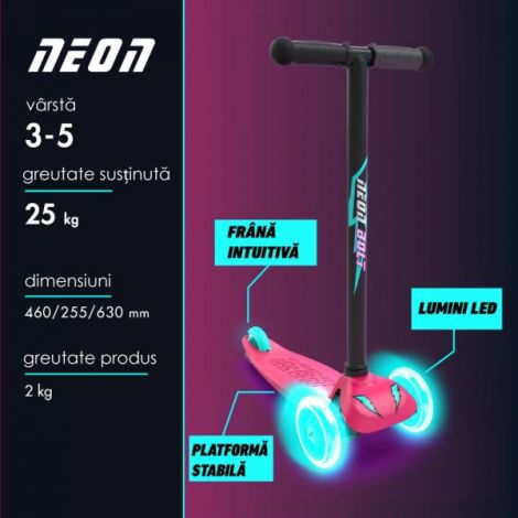 Trotineta cu 3 roti Neon Bolt Pink - poza 4