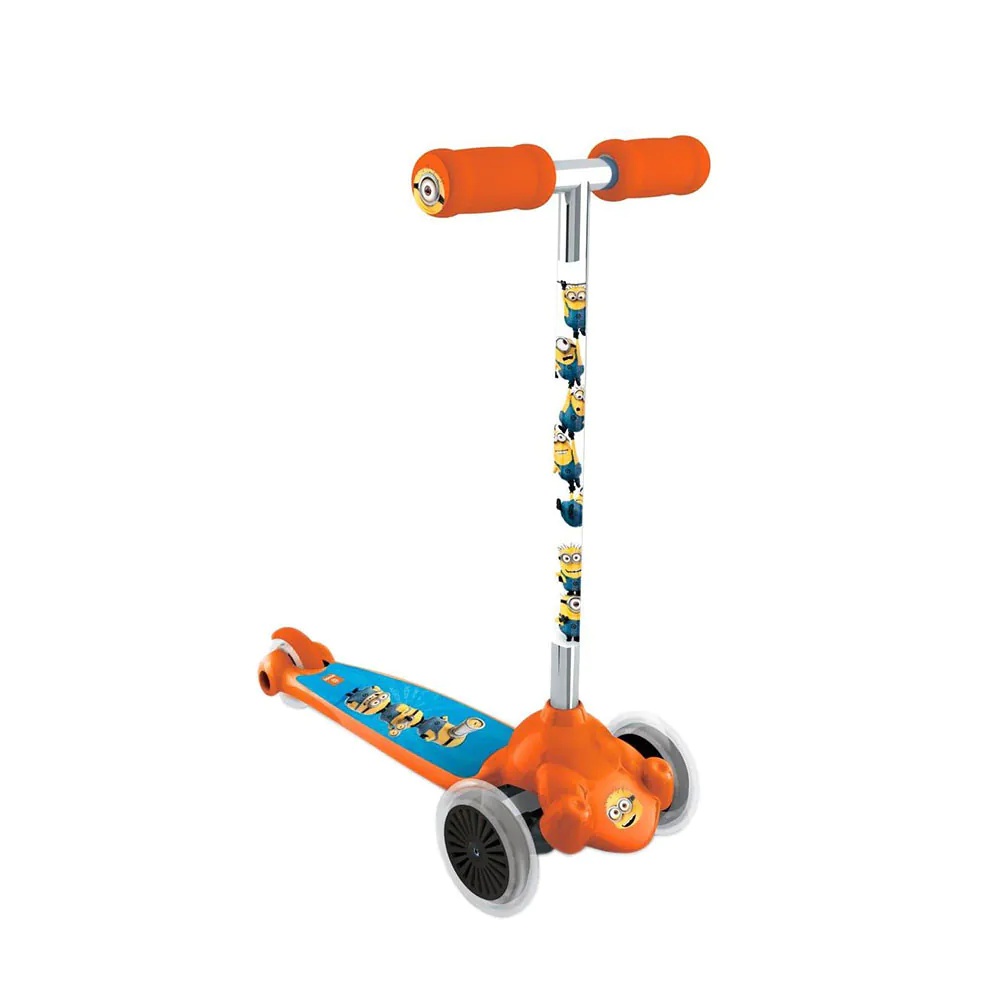 Trotineta cu 3 roti pentru baieti peste 3 ani Mondo Twist and Roll Minioni Portocalie - poza 1