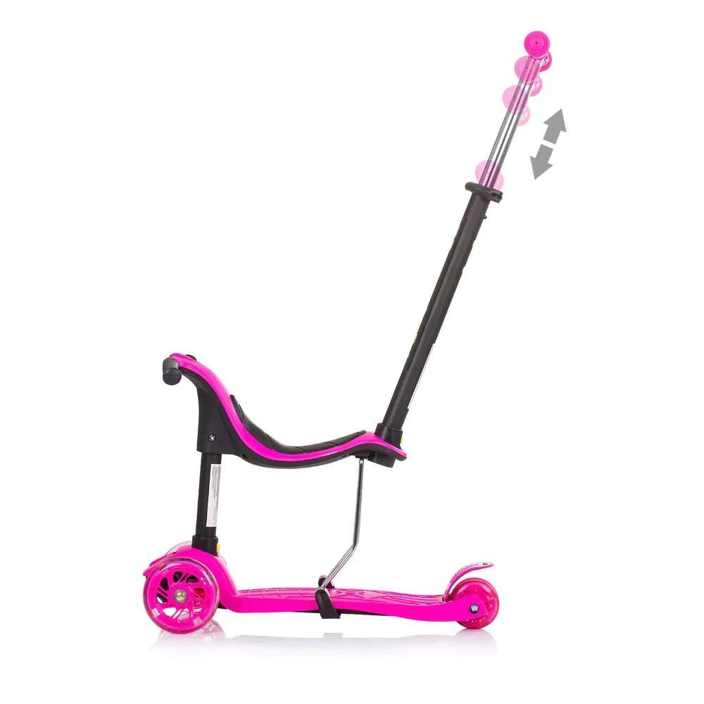 Trotineta cu 3 roti, pentru fete, peste 3 ani, Chipolino Multi Plus Roz - poza 2
