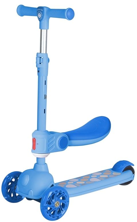 Trotineta cu 3 roti, sezut si anvelope cu lumini Lorelli Jester Plus Albastra - poza 1