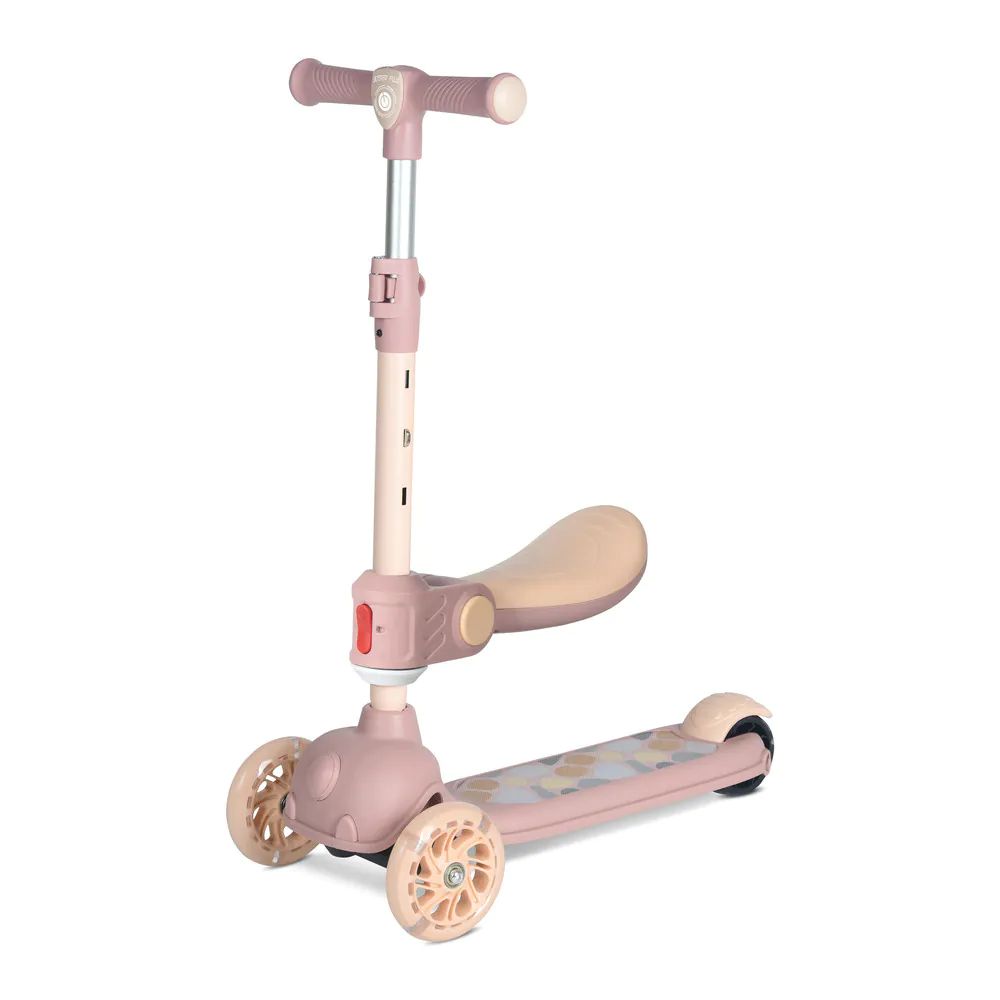 Trotineta cu 3 roti, sezut si anvelope cu lumini Lorelli Jester Plus Bej - poza 1