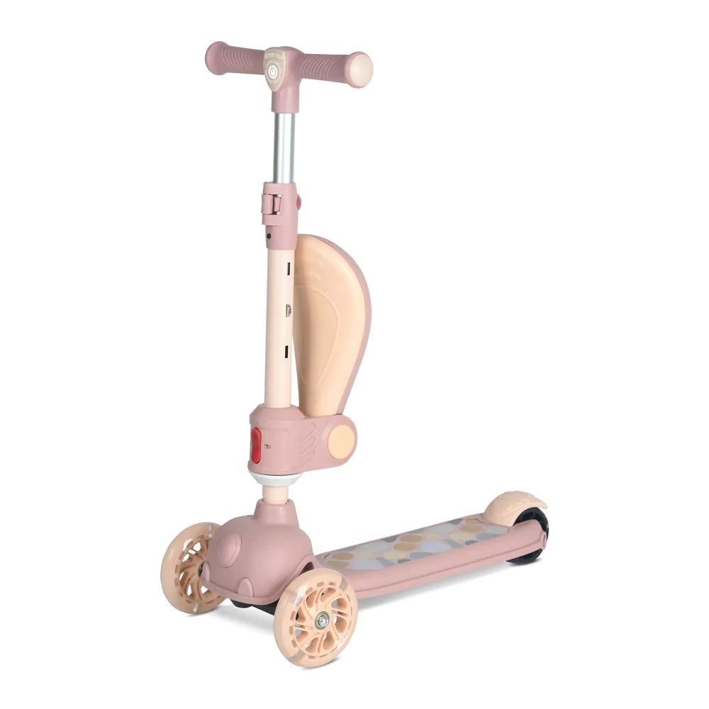 Trotineta cu 3 roti, sezut si anvelope cu lumini Lorelli Jester Plus Bej - poza 3