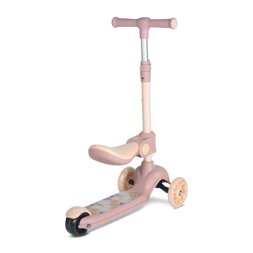 Trotineta cu 3 roti, sezut si anvelope cu lumini Lorelli Jester Plus Bej - poza 4