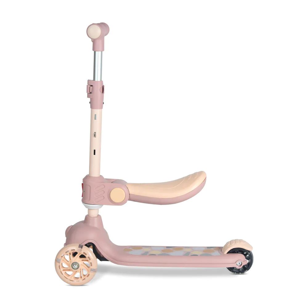 Trotineta cu 3 roti, sezut si anvelope cu lumini Lorelli Jester Plus Bej - poza 5