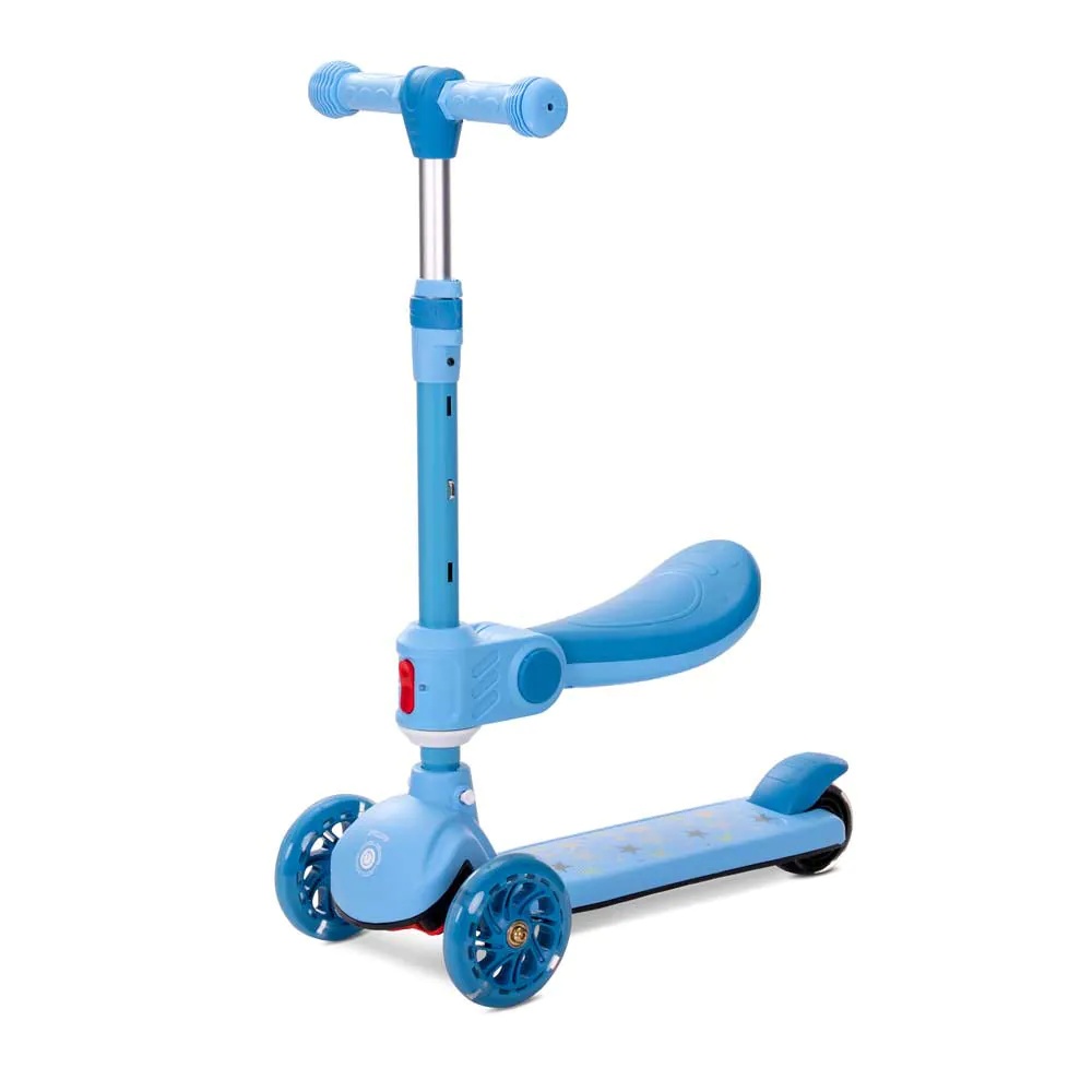 Trotineta cu 3 roti, sezut si anvelope cu lumini Lorelli Speedster Albastra - poza 1