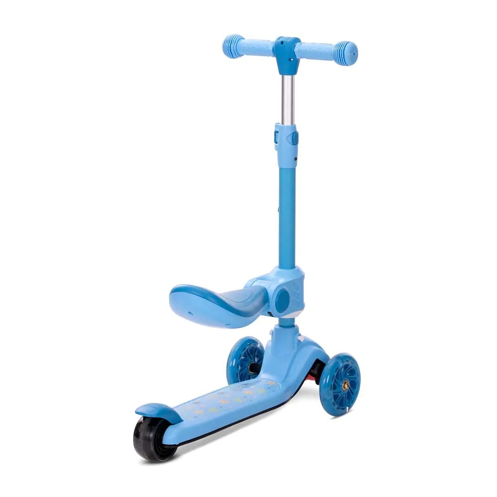 Trotineta cu 3 roti, sezut si anvelope cu lumini Lorelli Speedster Albastra - poza 2