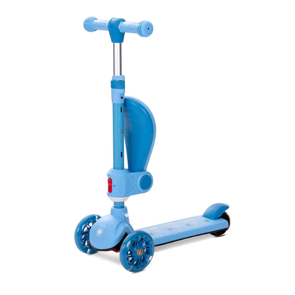 Trotineta cu 3 roti, sezut si anvelope cu lumini Lorelli Speedster Albastra - poza 3