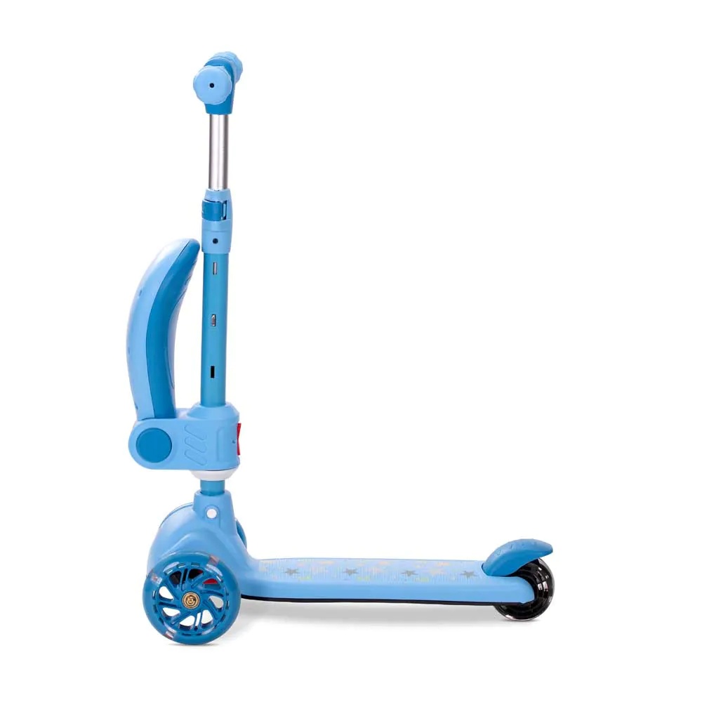 Trotineta cu 3 roti, sezut si anvelope cu lumini Lorelli Speedster Albastra - poza 4