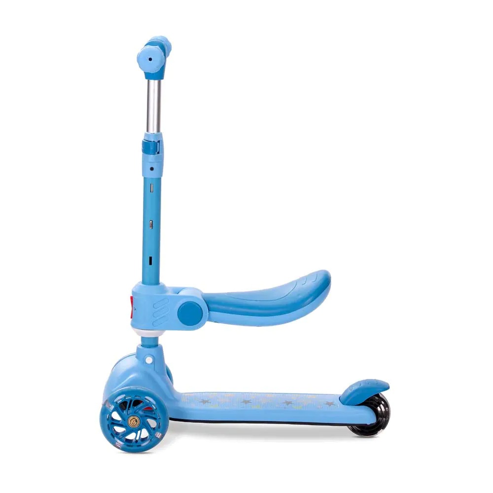 Trotineta cu 3 roti, sezut si anvelope cu lumini Lorelli Speedster Albastra - poza 5