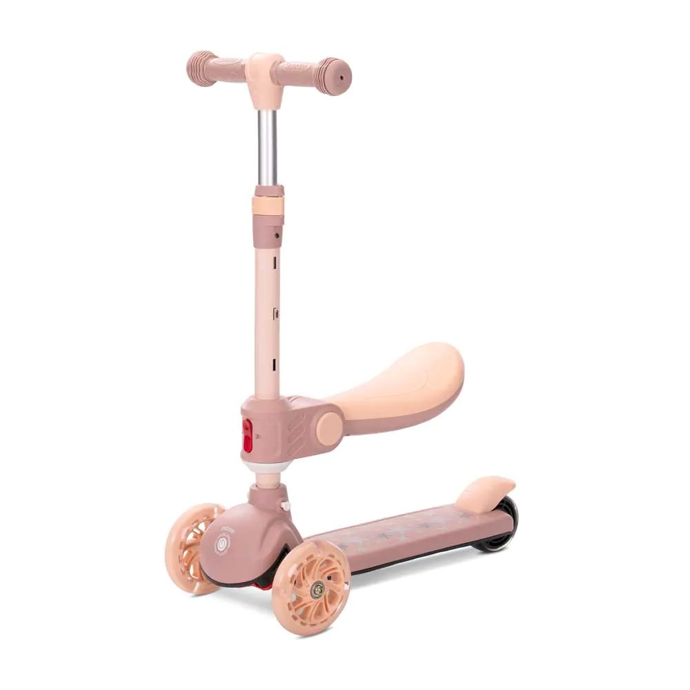 Trotineta cu 3 roti, sezut si anvelope cu lumini Lorelli Speedster Bej - poza 1