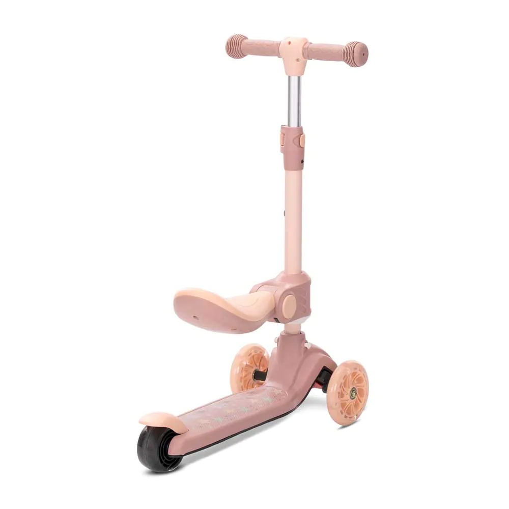 Trotineta cu 3 roti, sezut si anvelope cu lumini Lorelli Speedster Bej - poza 2