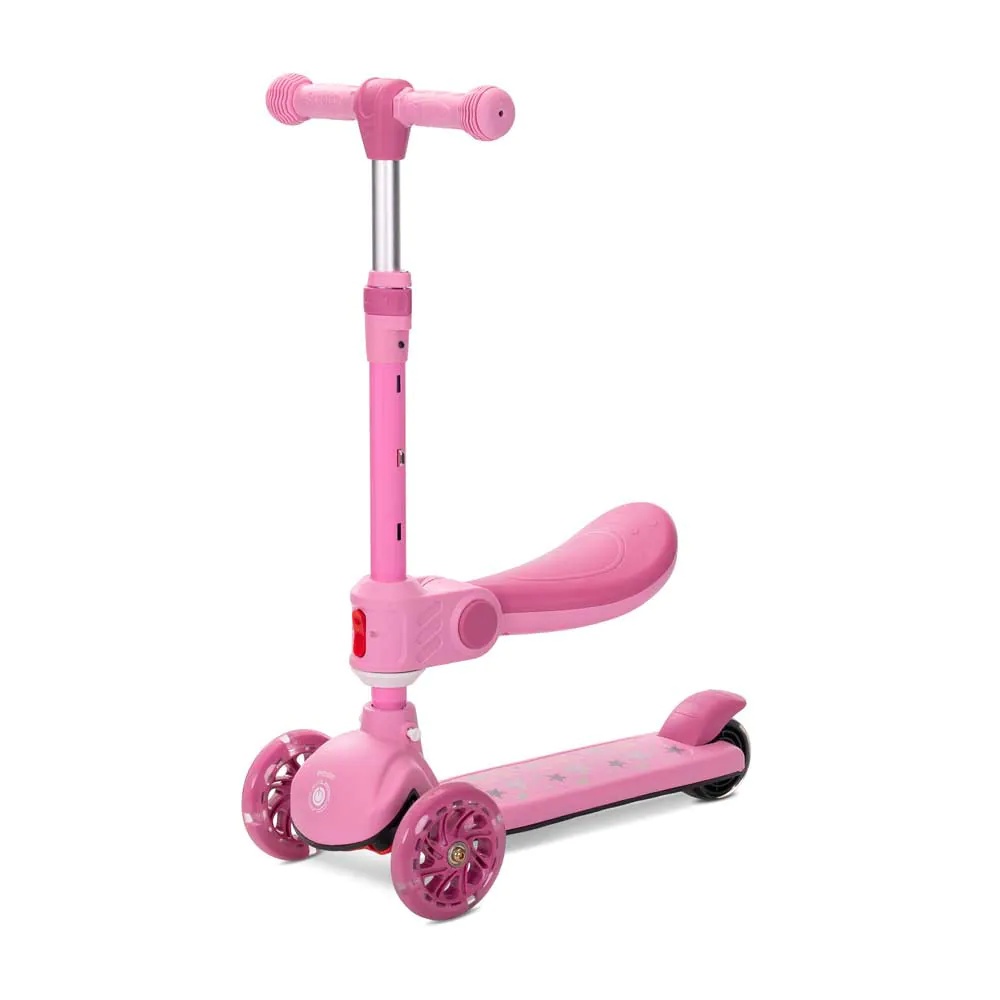 Trotineta cu 3 roti, sezut si anvelope cu lumini Lorelli Speedster Roz - poza 1