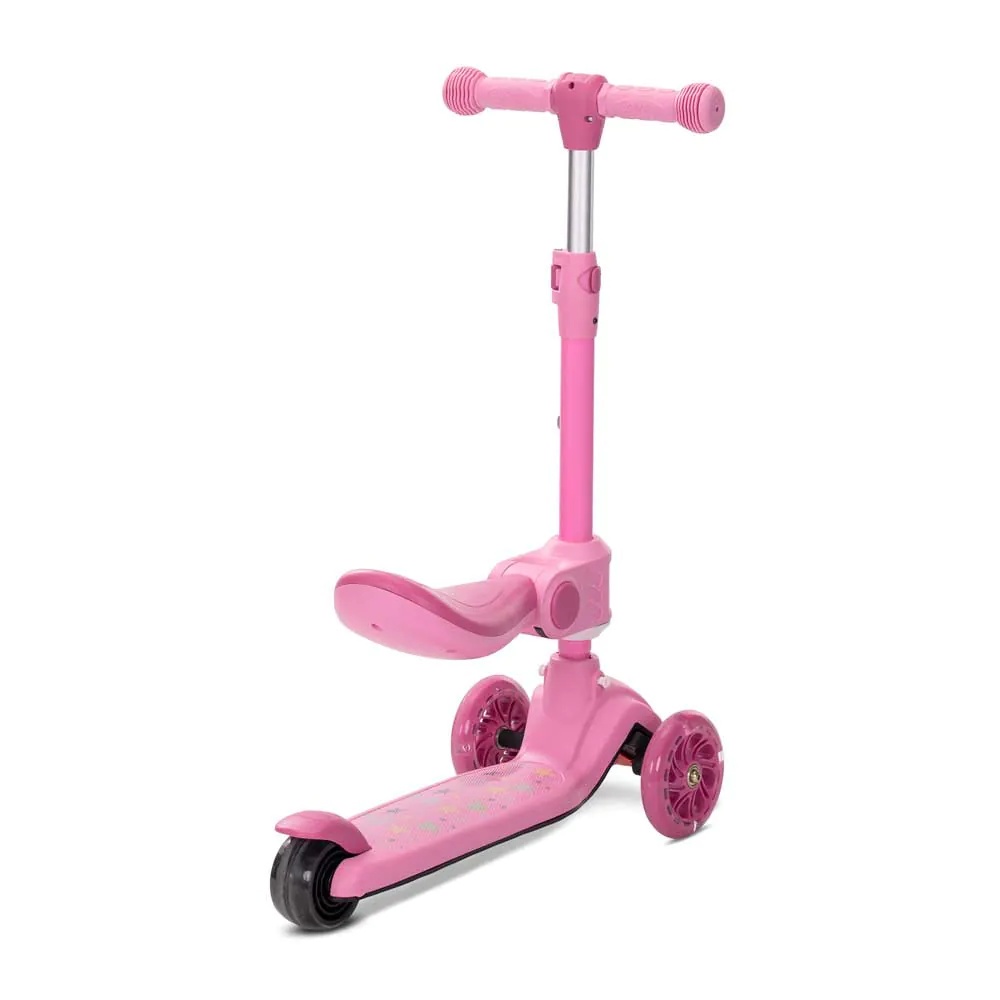 Trotineta cu 3 roti, sezut si anvelope cu lumini Lorelli Speedster Roz - poza 2