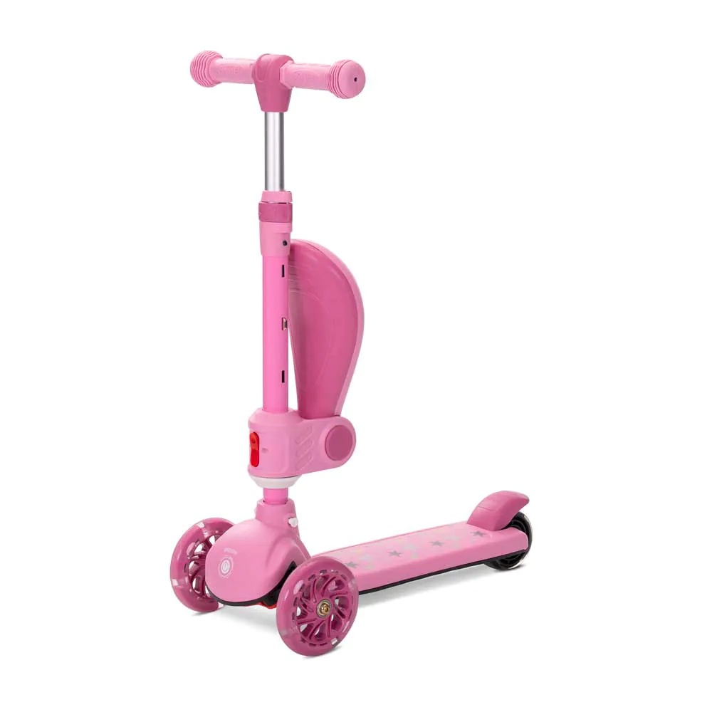 Trotineta cu 3 roti, sezut si anvelope cu lumini Lorelli Speedster Roz - poza 3