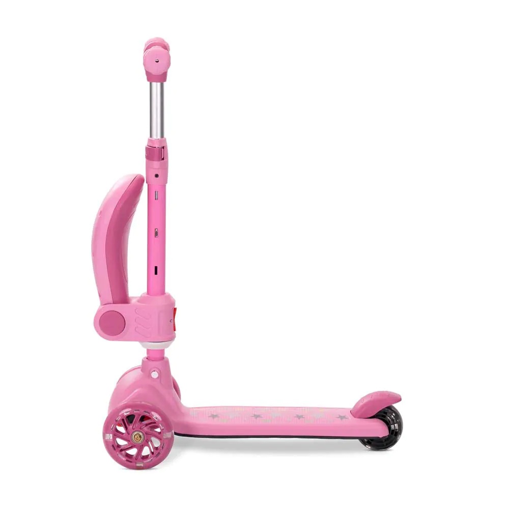 Trotineta cu 3 roti, sezut si anvelope cu lumini Lorelli Speedster Roz - poza 4
