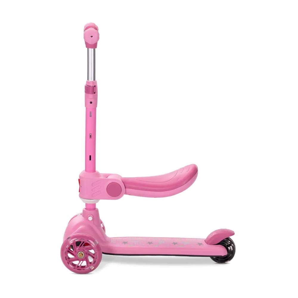 Trotineta cu 3 roti, sezut si anvelope cu lumini Lorelli Speedster Roz - poza 5