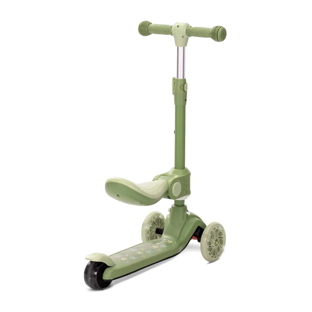 Trotineta cu 3 roti, sezut si anvelope cu lumini Lorelli Speedster Verde - poza 2