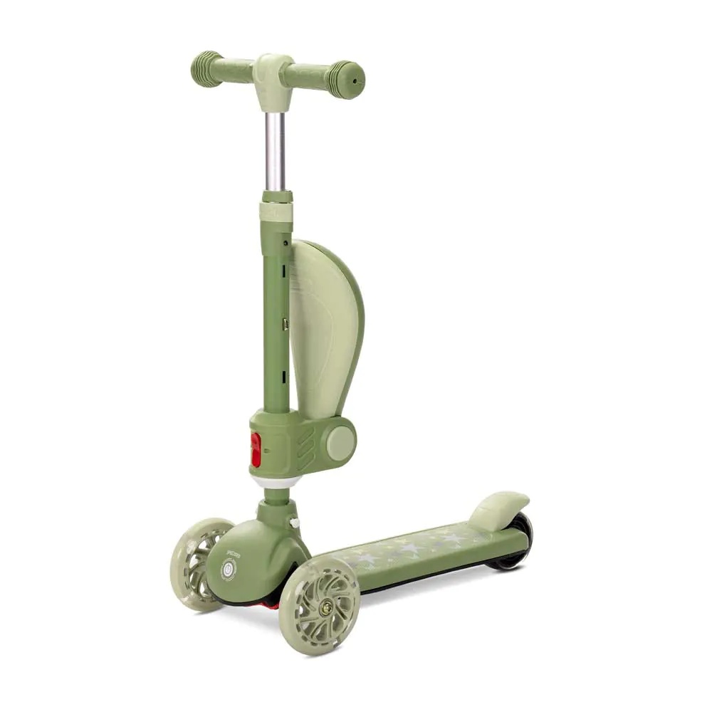 Trotineta cu 3 roti, sezut si anvelope cu lumini Lorelli Speedster Verde - poza 3