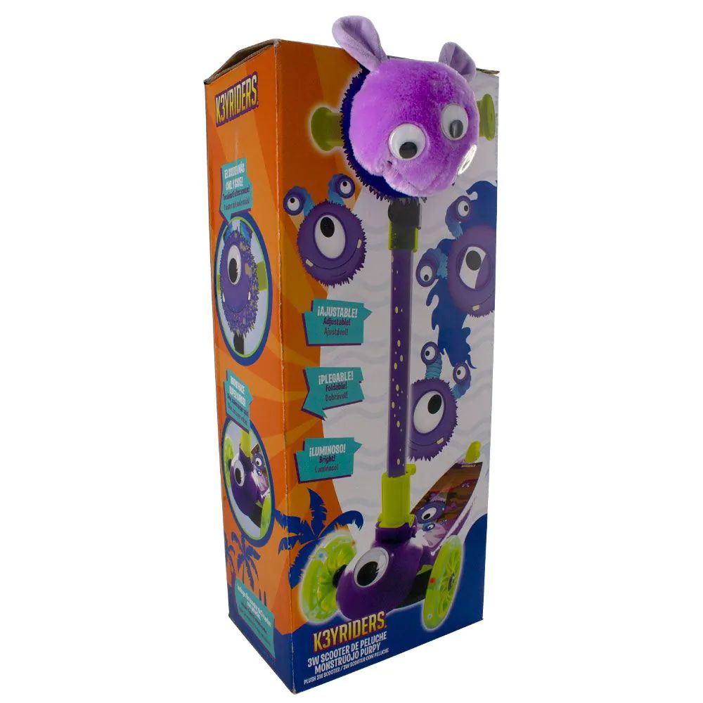Trotineta cu 3 roti si animalut de plus K3YRIDERS Monster Eyes Purpy - poza 2