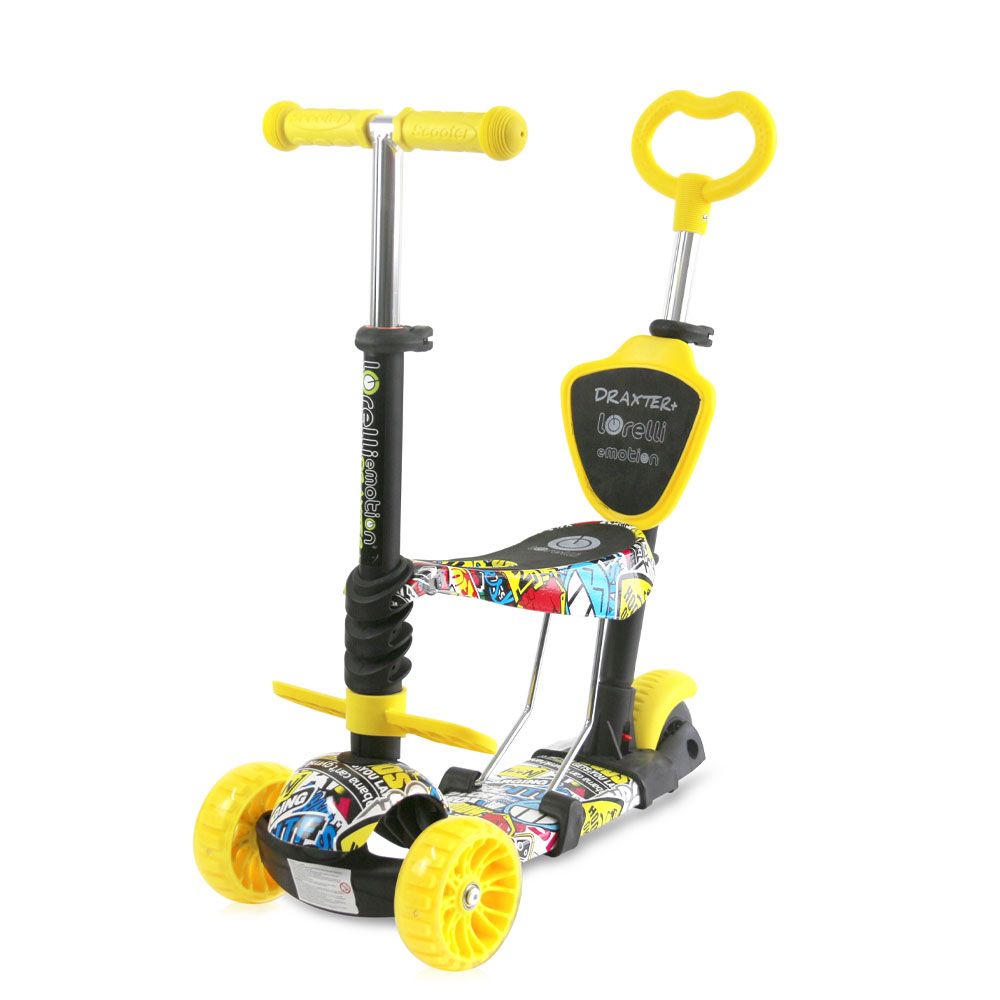 Trotineta cu 3 roti si scaun Lorelli Draxter Plus Galbena Graffitti Smile - poza 1