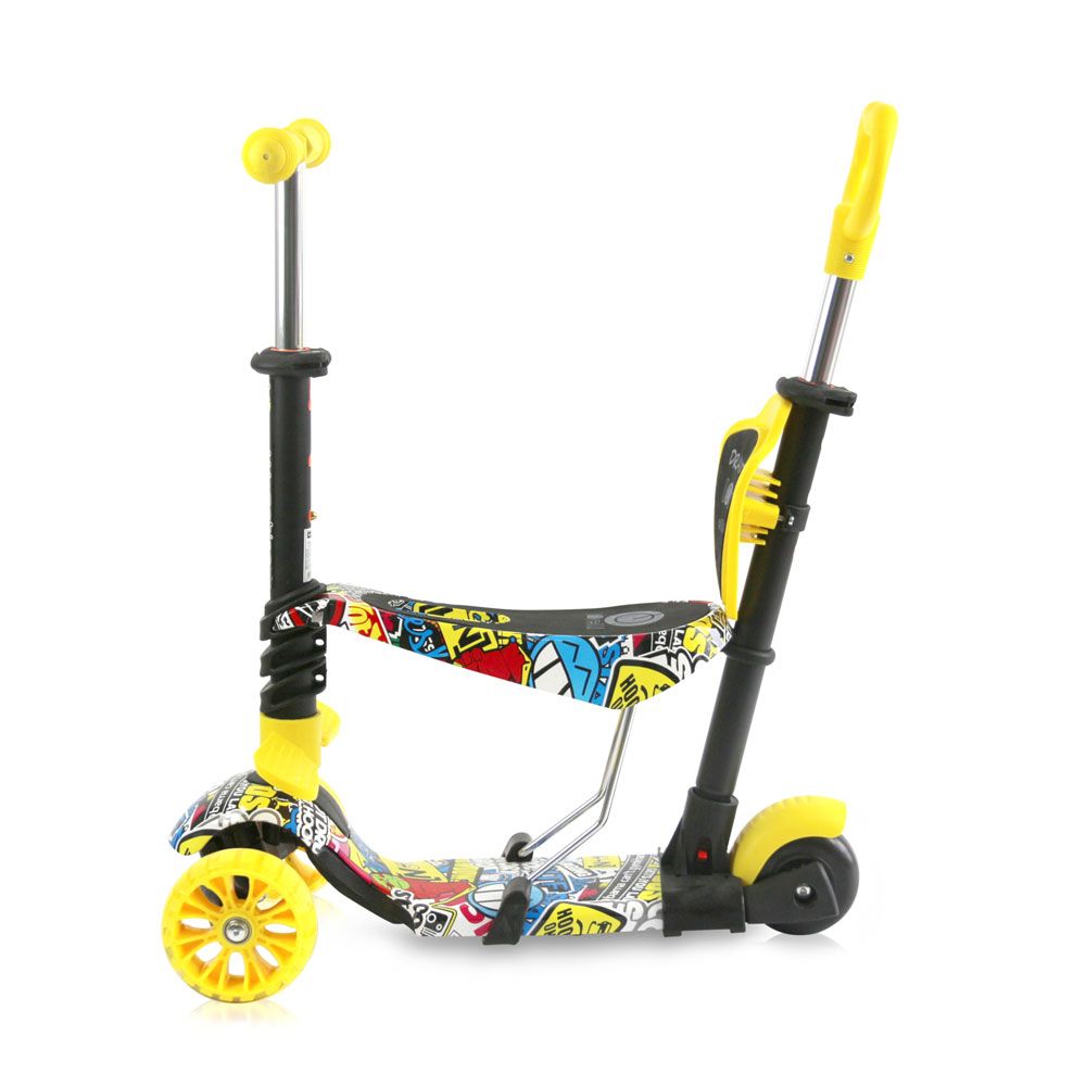 Trotineta cu 3 roti si scaun Lorelli Draxter Plus Galbena Graffitti Smile - poza 2