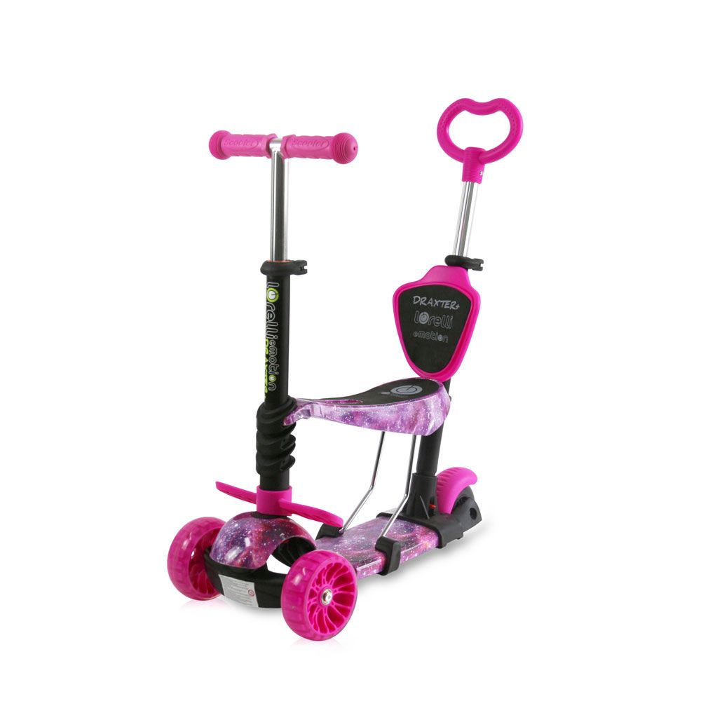 Trotineta cu 3 roti si scaun Lorelli Draxter Plus Pink Galaxy - poza 1