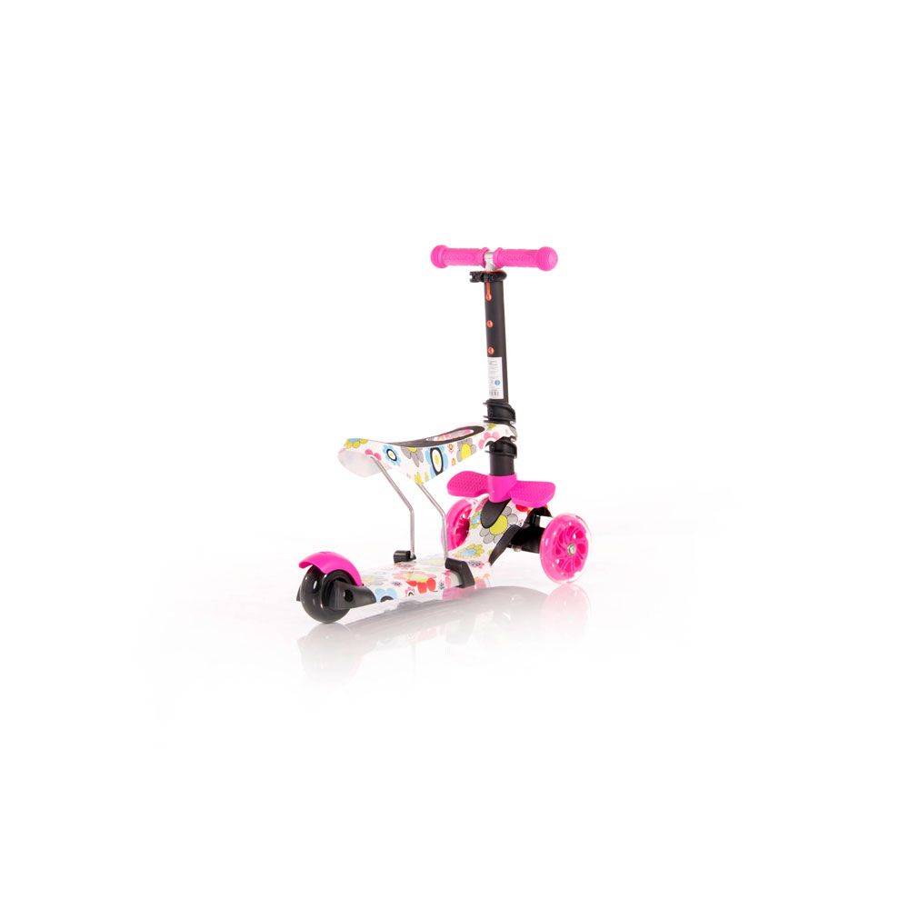 Trotineta cu scaun 3 roti pentru fete peste 3 ani Lorelli 2 in 1 Smart 2020 Flowers roz - poza 3