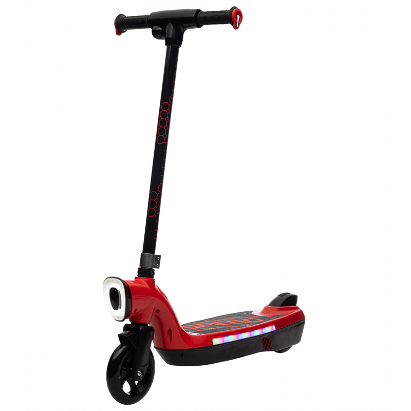 Trotineta electrica Kinderplay, pentru copii de peste 6 ani, 45W, 12V, lumini, roti moi din spuma, rosie