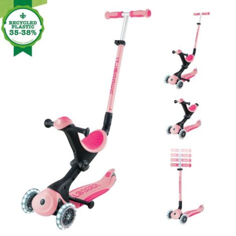 Trotineta globber go-up 4 in 1 deluxe lights, ecologic, roz pal - poza 1