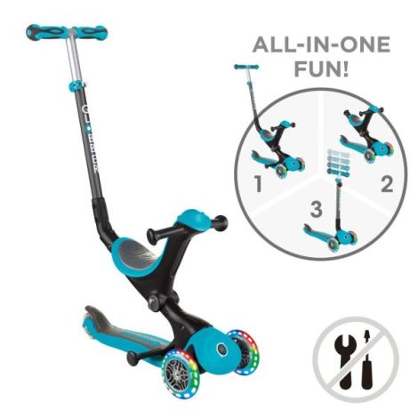 Trotineta globber go-up 4 in 1 deluxe lights turquoise - poza 1