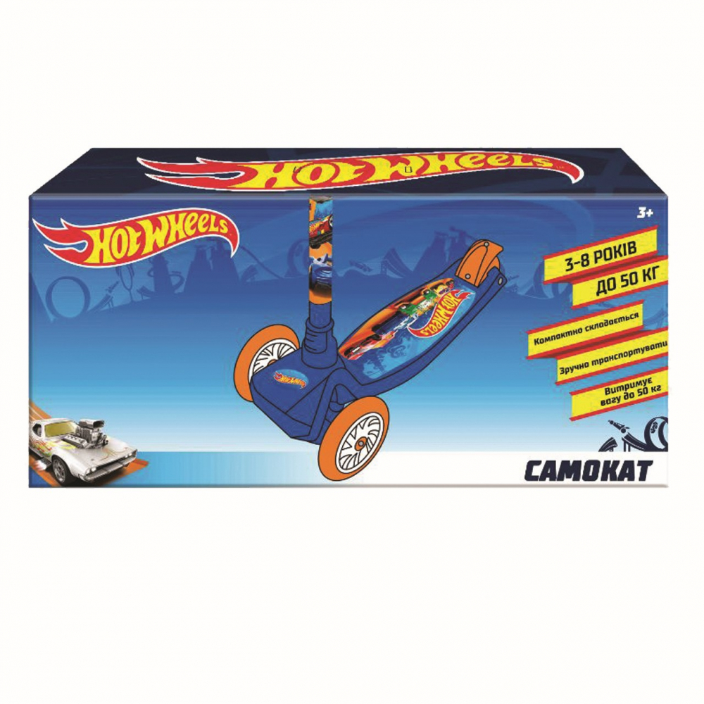Trotineta Hot Wheels pentru baieti cu 3 roti si rucsac,58x16x25 cm