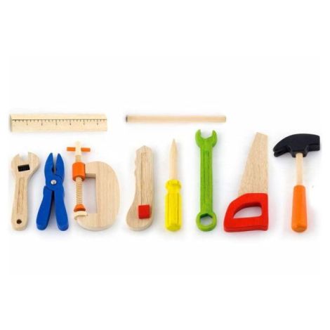 Trusa de scule din lemn, cutie si 10 piese, Viga Toys - poza 2