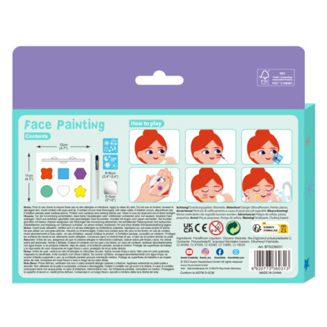 Trusa make-up pictura fata cu sabloane incluse - sase culori non-alergice - curcubeu si stele - poza 2
