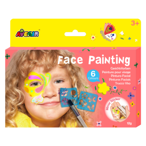 Trusa make-up pictura fata cu sabloane incluse - sase culori non-alergice - flori si fluturi - poza 1