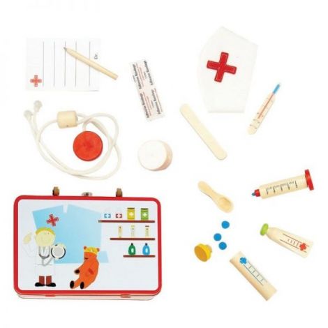 Trusa Medicală pentru Jocuri de Rol doctor, din lemn, 12 piese - poza 2