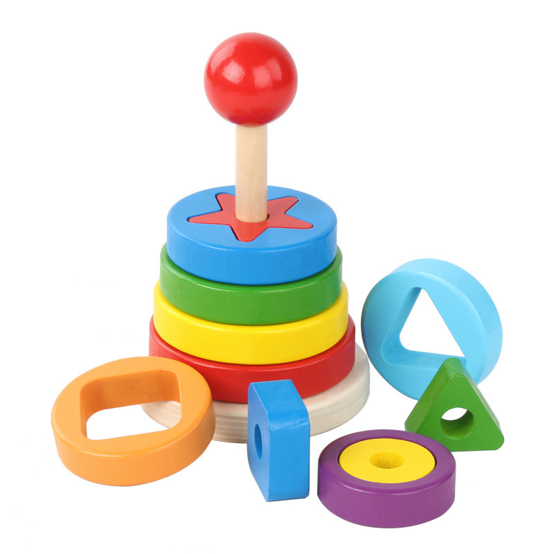 Turn de stivuire forme in straturi din lemn pentru copii - ZukiToys