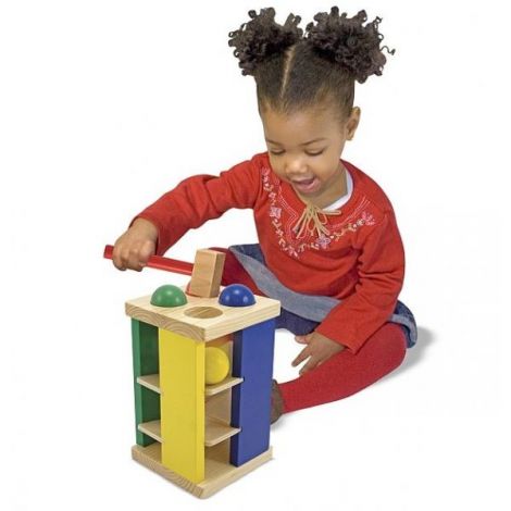 Turnul din lemn cu ciocan si bile Melissa and Doug 3559 - poza 3