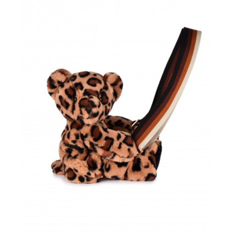 Ursulet din plus - geanta crossbody adorabila, 30 cm, imprimeu leopard - poza 2