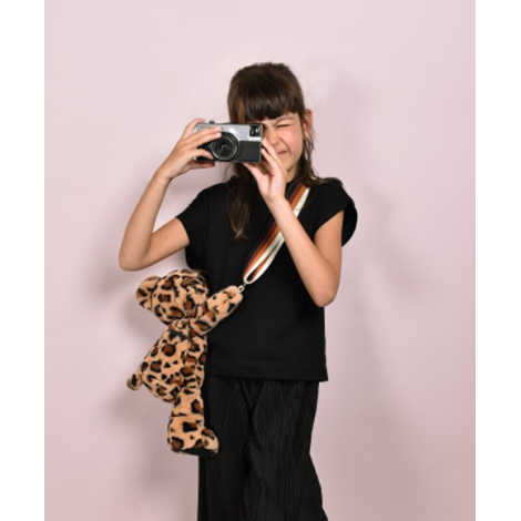 Ursulet din plus - geanta crossbody adorabila, 30 cm, imprimeu leopard - poza 5