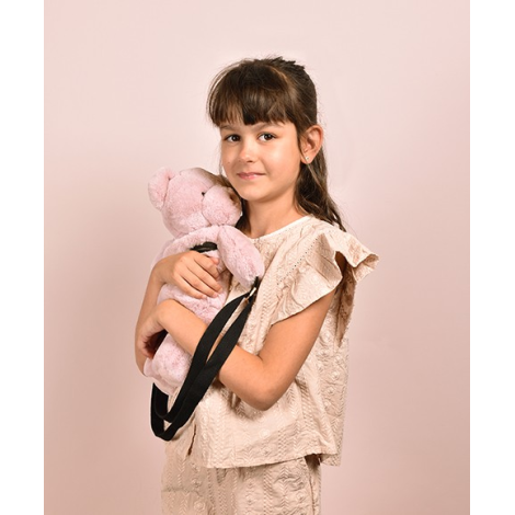 Ursulet din plus - geanta crossbody adorabila, 30 cm, Roz pudra - poza 2