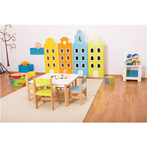 Usa albastra cu decor ceas, pentru dulapuri din colectia Orasel, mobilier gradinita - poza 2