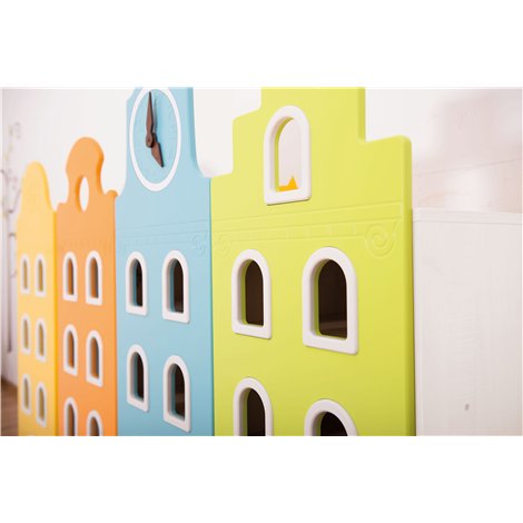 Usa albastra cu decor ceas, pentru dulapuri din colectia Orasel, mobilier gradinita - poza 4