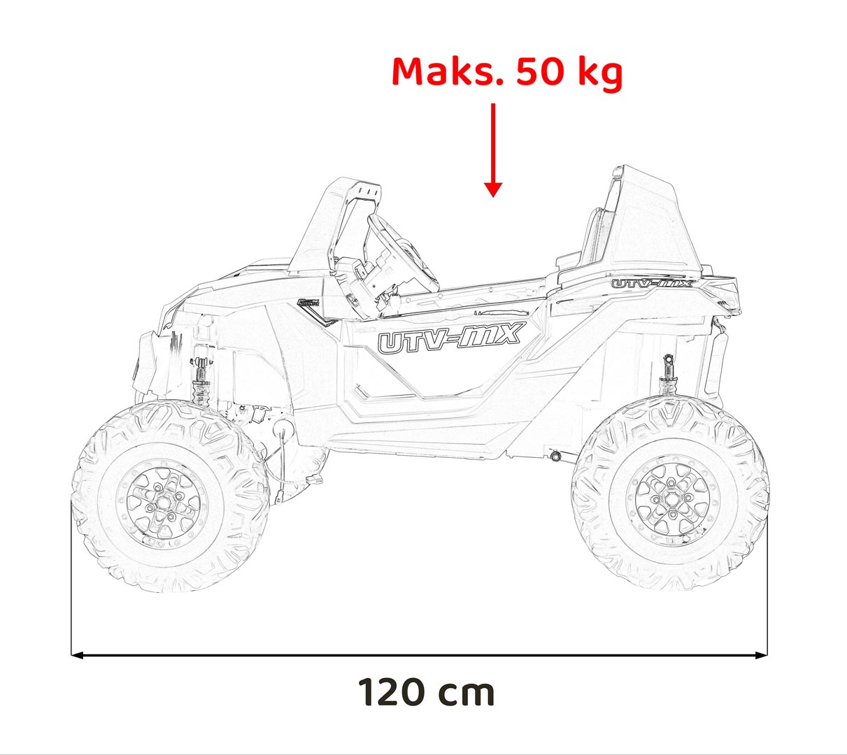 UTV electric pentru 2 copii Buggy MX 2000N 4x4 300W (603B) Rosu - Autokids.ro - poza 3