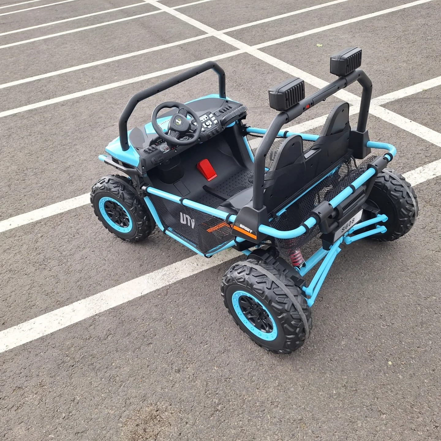 UTV electric pentru 2 copii BUGGY SPEED Fast Edition 24V 300W 4x4 (s608) Albastru - Autokids.ro - poza 4