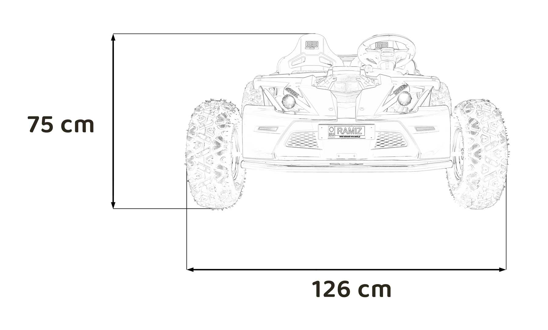 UTV electric pentru copii 8-15 ani cu 2 locuri 48V 800W Buggy GENERAL XXL cu viteza max 25km/h (2358) Negru - Autokids.ro - poza 3