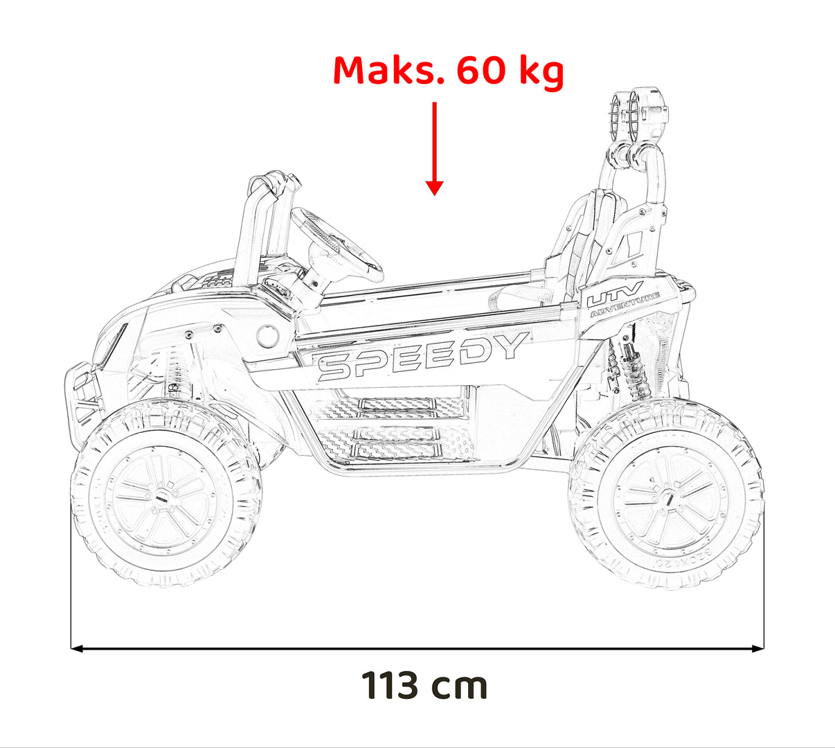 UTV electric pentru copii cu 2 locuri Buggy Speedy 4x4 24V 350W (3558) Rosu - Autokids.ro - poza 4