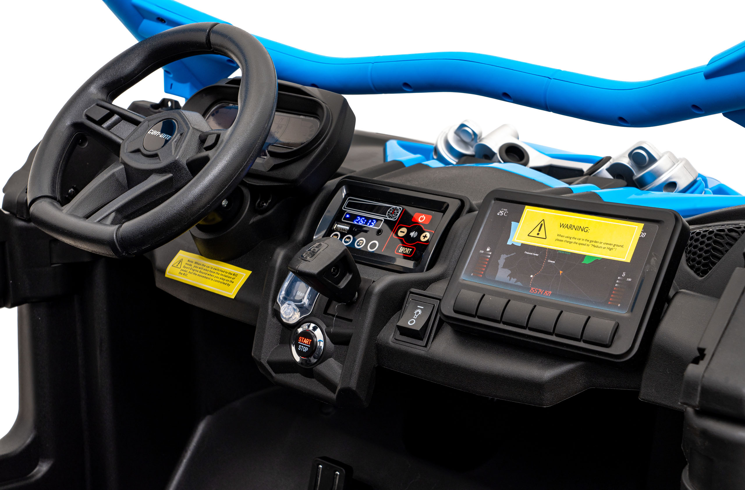 UTV electric pentru copii cu 2 locuri Can-Am Maverick Turbo RR 24V 800W 4x4 (CA001) Albastru - Autokids.ro - poza 5